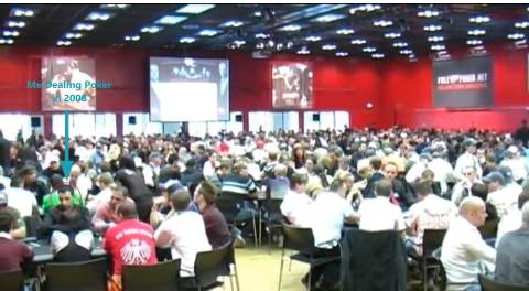 Me working as poker dealer in a event with thousands of players